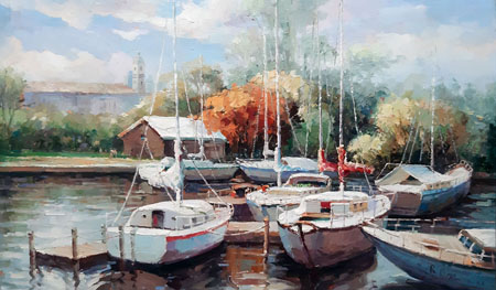 2162-T3 | 90cm x 60cm | bateaux à quai 